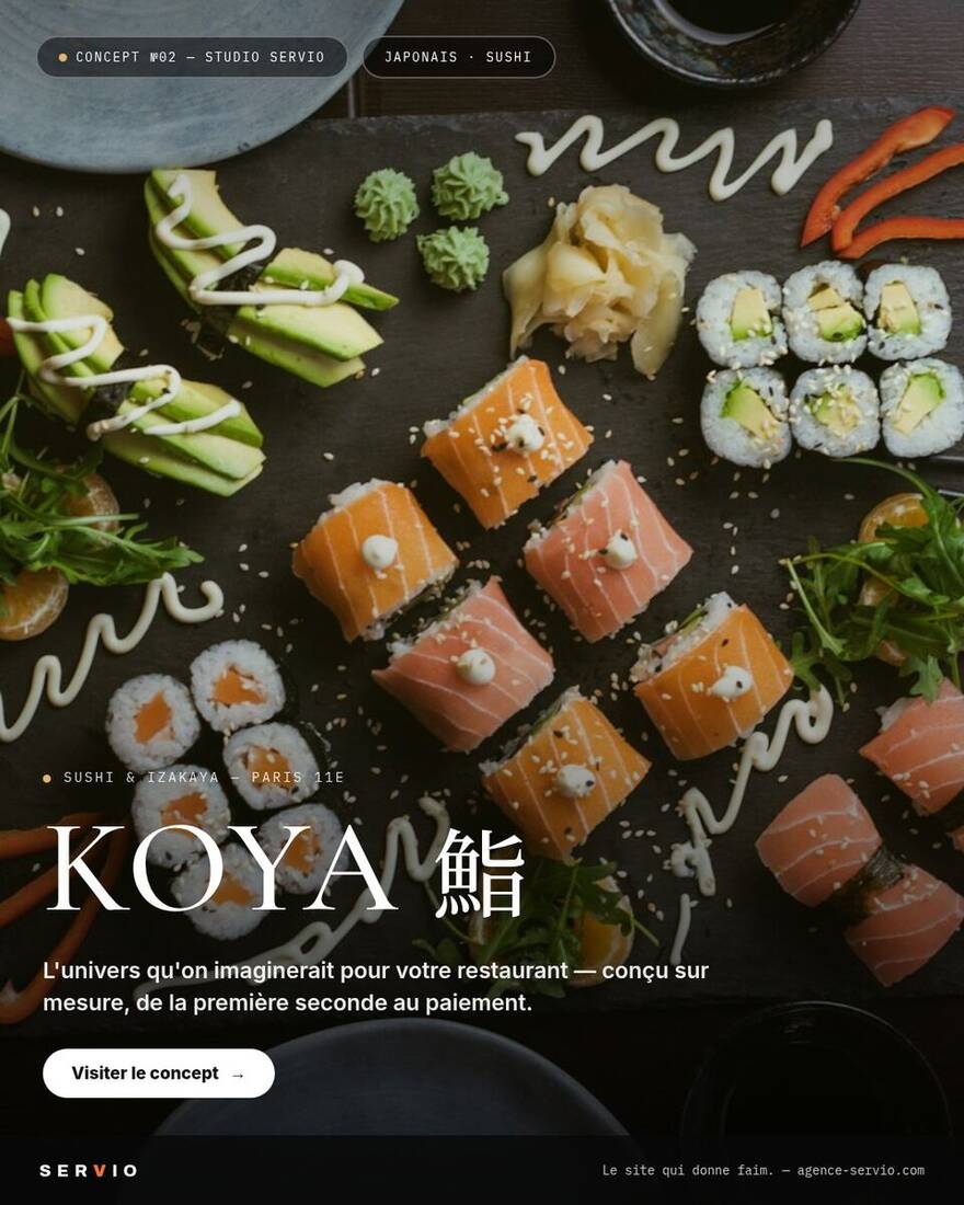 Concept Koya : identité visuelle japonaise épurée pour un restaurant, visuel signé SERVIO